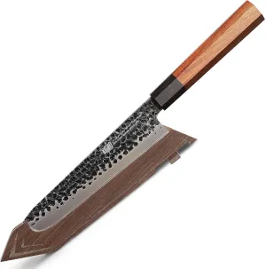FINDKING Dynasty Series 7" Clad Steel Santoku knife and Magnetic Walnut Knife Edge Guard