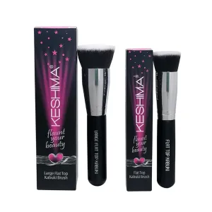 Flat Top Kabuki Foundation Brushes Bundle By KESHIMA - Regular & Large Size - Premium Makeup Brushes for Liquid, Cream, and Powder