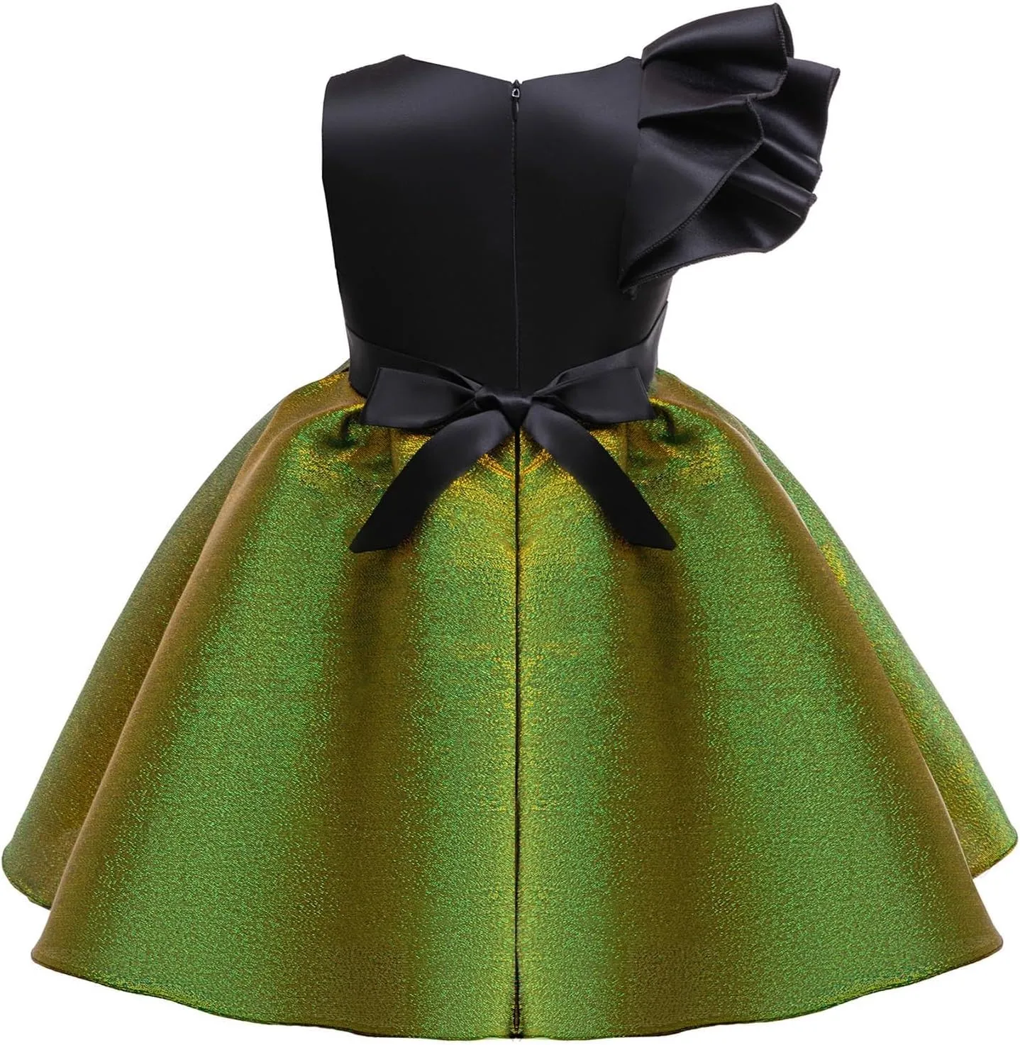 Flower Girls Ruffle Satin Dress for Kids Baby Princess Wedding Birthday Party Prom Dresses for 2-10 Years