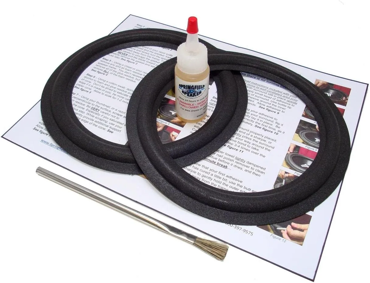 Foam Surround Edge Repair Kit - 2 Speaker Kit - 8 Inch - Compatible with Altec Lansing 1, 201, 205, 208, 508, A 0374, A 0614, Bias 550, Image 5, W54648, W32735, Many More