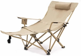 Foldable Camping Patio Chaise Lounges Deck Chair, Camping Cot for Adults, Portable Bed Sleeping Cot, Ultra-Stable Folding Bed Supports 400 Lbs with Pillow Cup Holder, Recliner for Outdoor Travel