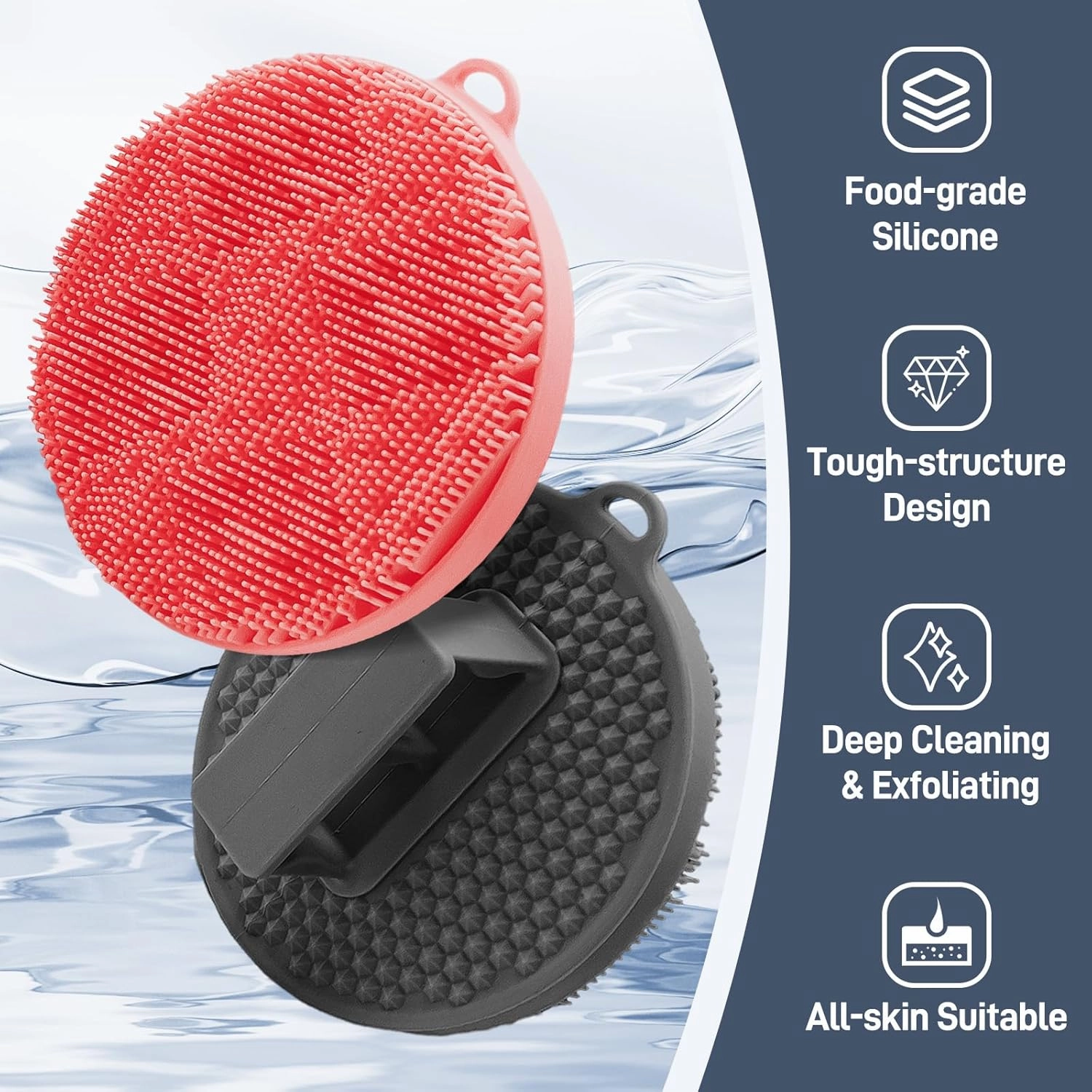 Foot Brush/Foot File/Silicone Body Scrubber Set(3PCS), 3-in-1 Foot Scrubber with Long Handle, 10.2’’-27.5’’Adjustable Foot Scrub Brush with Foot File and Silicone Loofah, Gift-Box(Pink Set)