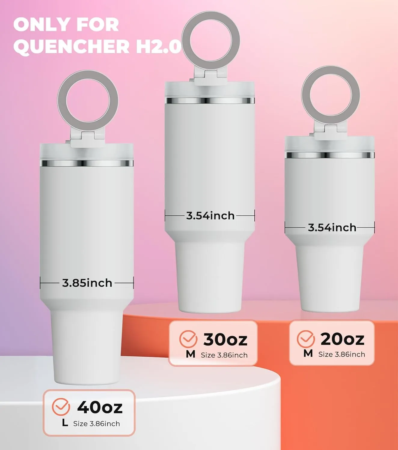 for Stanley Cup Phone Holder with Magnetic Phone Holder for Quencher H2.0 FlowState Tumbler Foldable Stand Water Bottle for Stanley Cup Accessories Hands Free for All Phones Cases