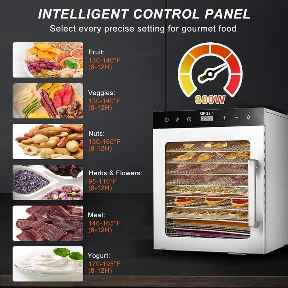 Freeze Drier, Food Dehydrator Machine, 10/12 Stainless Steel Trays, Home Freeze Dryer, Food Processer, with 24 Hours Timer&Max Temperature 194℉-110V