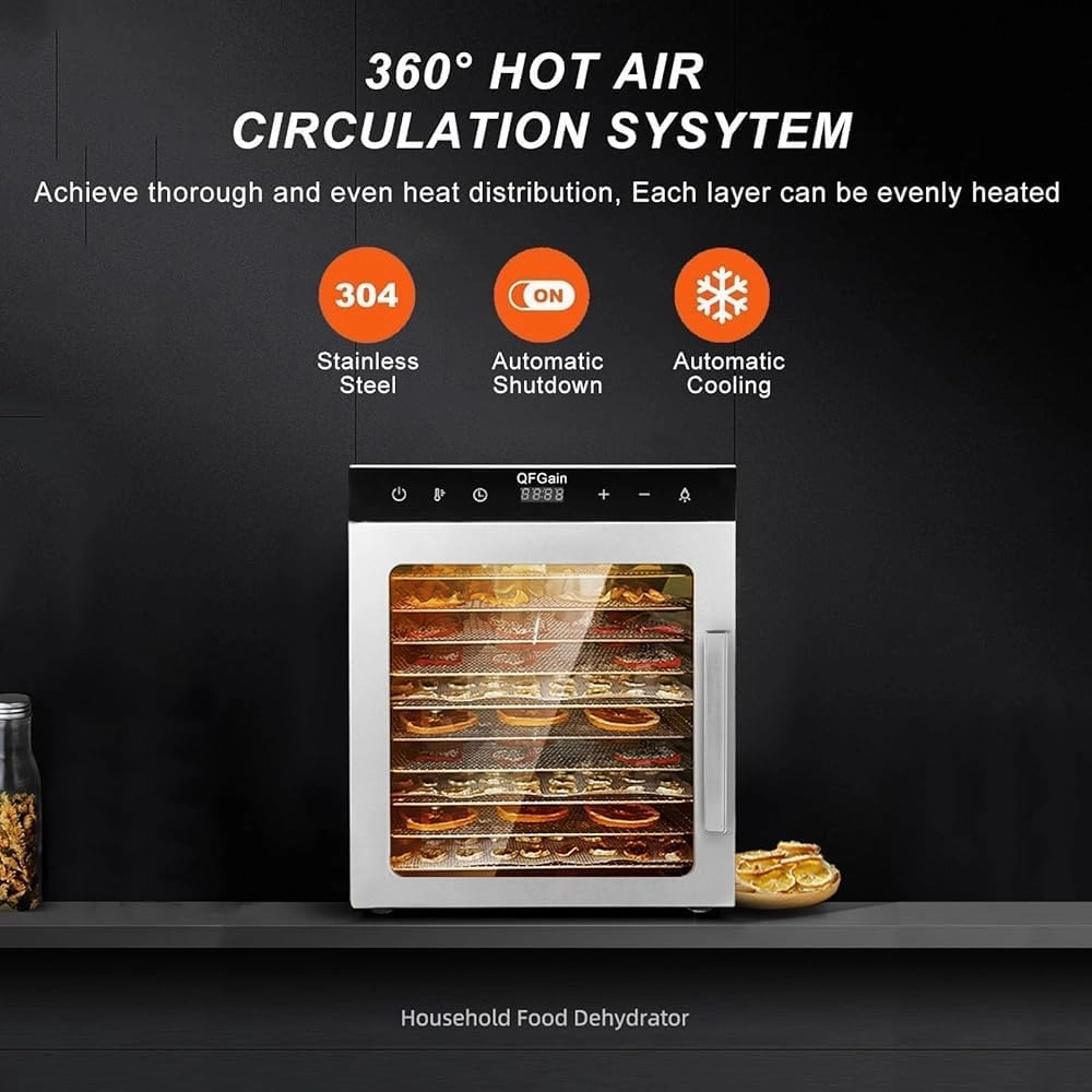 Freeze Drier, Food Dehydrator Machine, 10/12 Stainless Steel Trays, Home Freeze Dryer, Food Processer, with 24 Hours Timer&Max Temperature 194℉-110V
