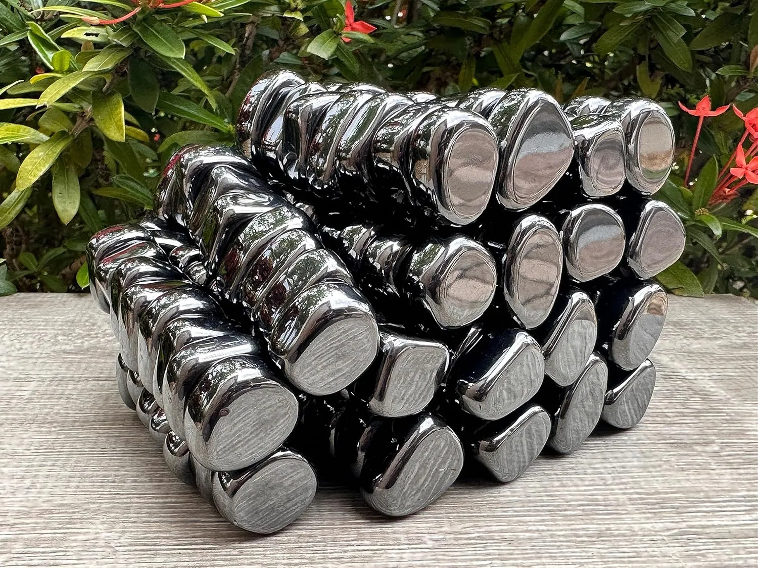 GAF TREASURES Wholesale Magnetic Hematite Tumbled Stones, Polished Natural Magnetic Hematite Gemstone, Magnetic Hematite Polished Rocks (Magnetic Hematite, 3 Pound)