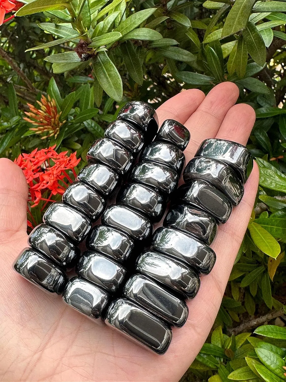 GAF TREASURES Wholesale Magnetic Hematite Tumbled Stones, Polished Natural Magnetic Hematite Gemstone, Magnetic Hematite Polished Rocks (Magnetic Hematite, 3 Pound)