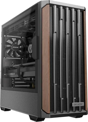 Genuine Walnut Wood PC Case, Support 360mm Radiator on Top, Pre-Installed 4 x 120mm PWM Fans ATX Case, Type-C Port, Magnetic Tempered Glass Side Panel, Black Computer Case, Cypress 7