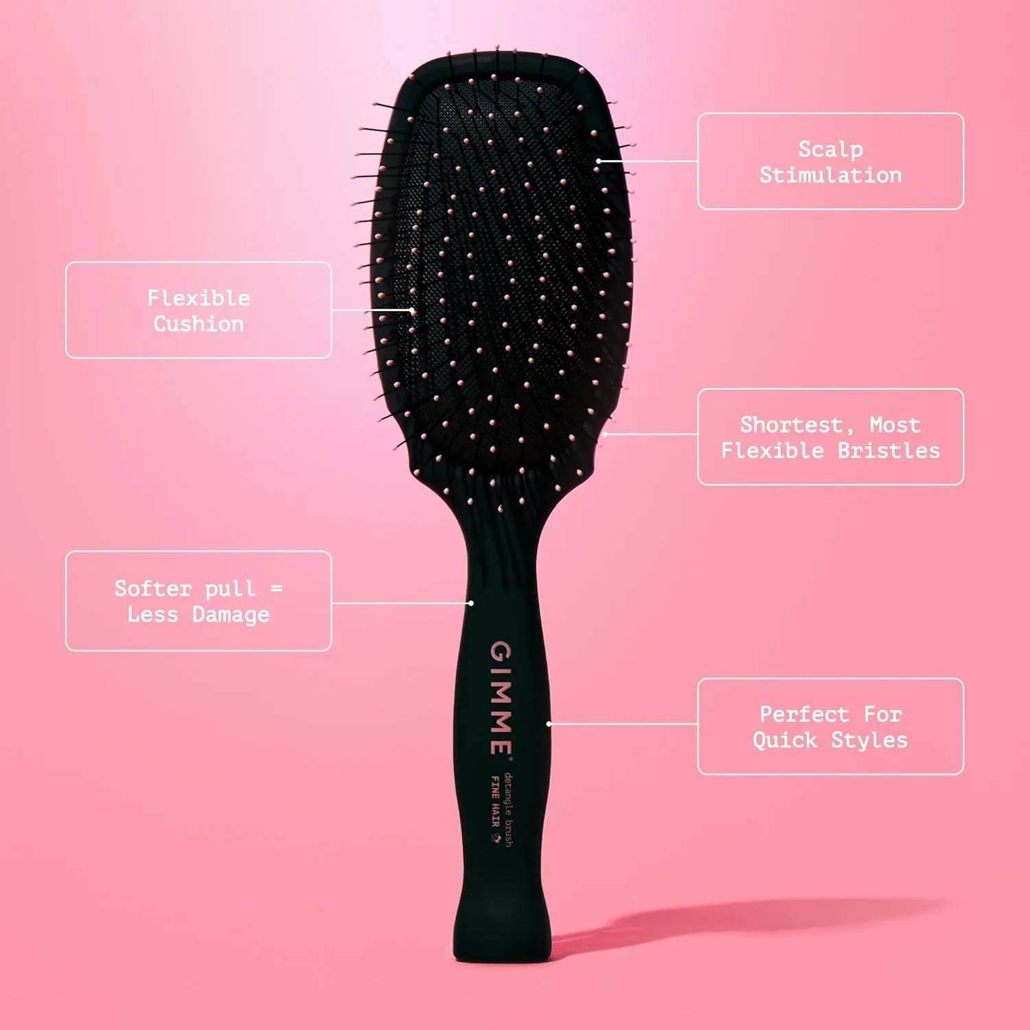 Gimme Beauty - Damage-Free Detangling Brush for Fine, Fragile, and Thin Hair - Anti-Static Heat Resistant Nylon Bristles