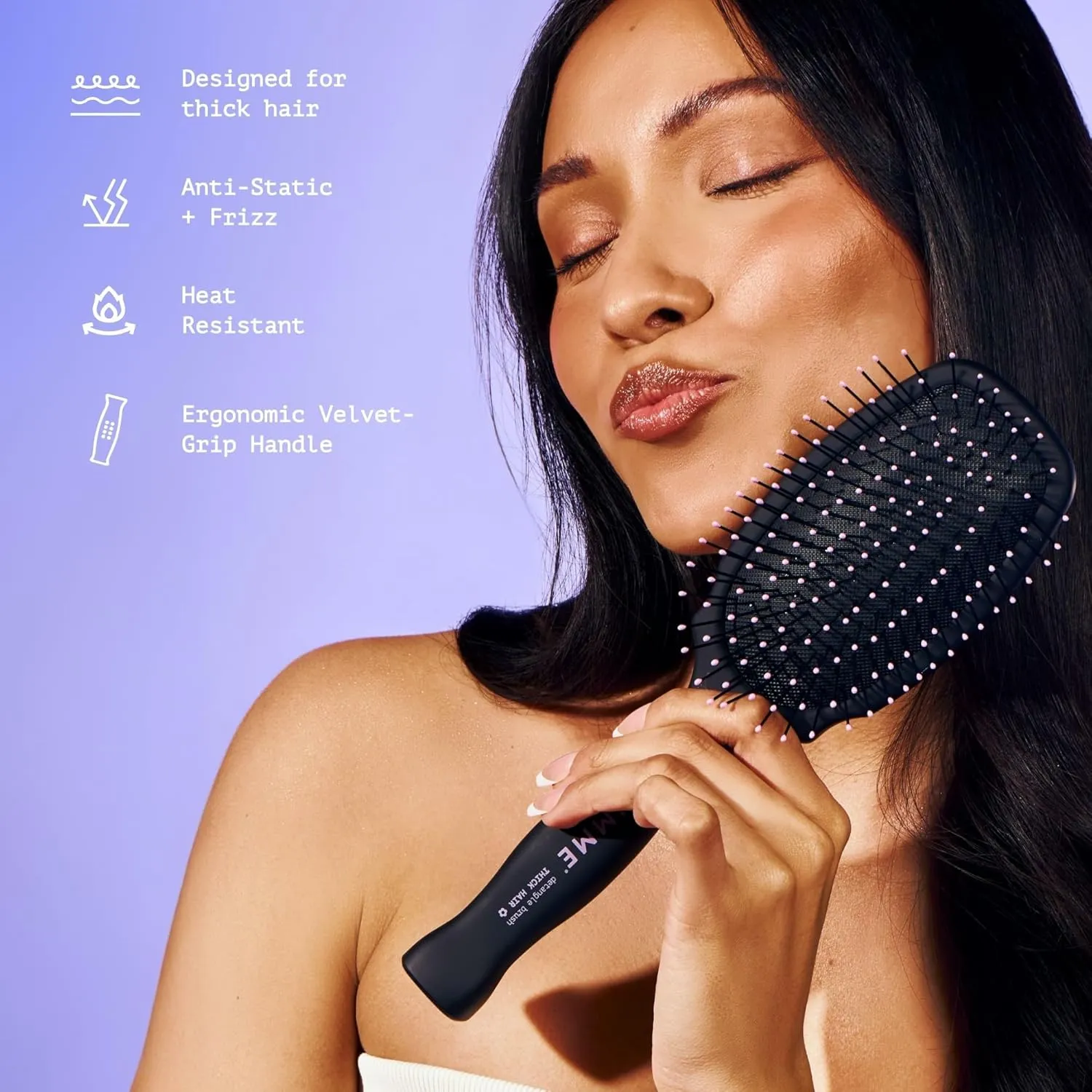 Gimme Beauty - Thick Hair Brush - Damage-Free Detangling Hair Brush with Anti-Static & Heat Resistant Nylon Bristles - Paddle Brush for Curly   Thick Hair
