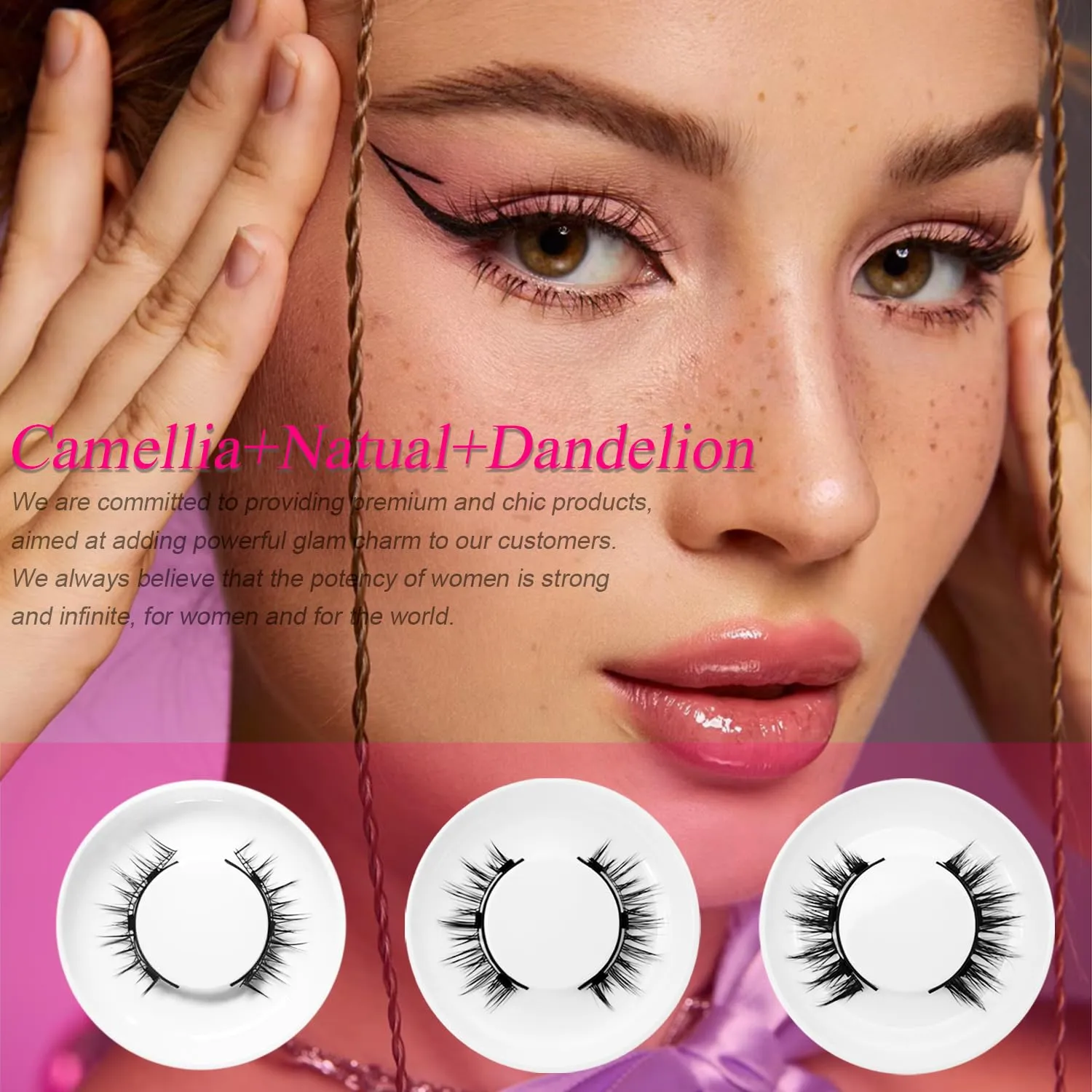 Ginani Magnetic Eyelashes with Applicator, Magnetic Eyelashes Without Eyeliner，Reusable Glue-Free Natural Look Eyelashes Kit Easy to Wear and Remove
