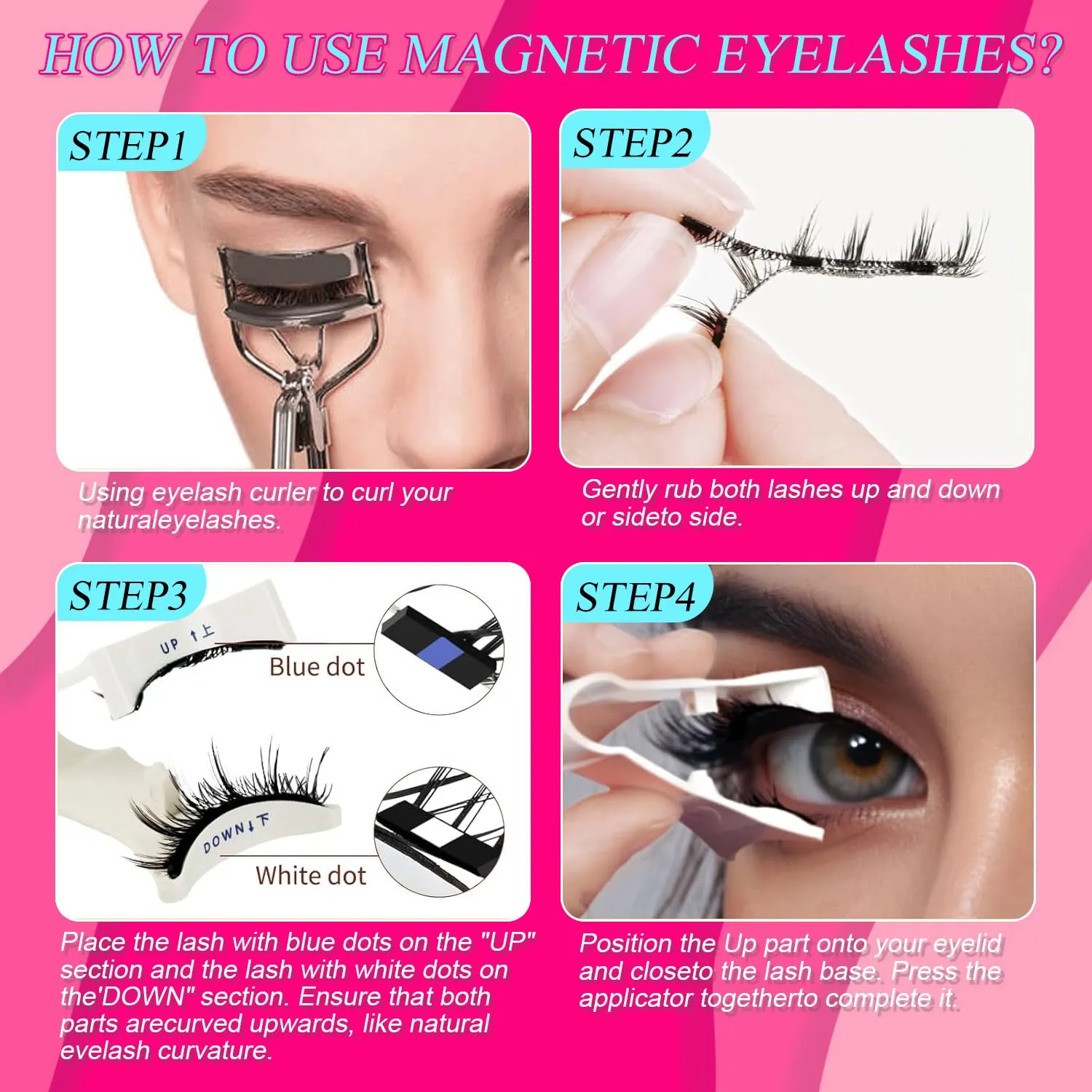 Ginani Magnetic Eyelashes with Applicator, Magnetic Eyelashes Without Eyeliner，Reusable Glue-Free Natural Look Eyelashes Kit Easy to Wear and Remove
