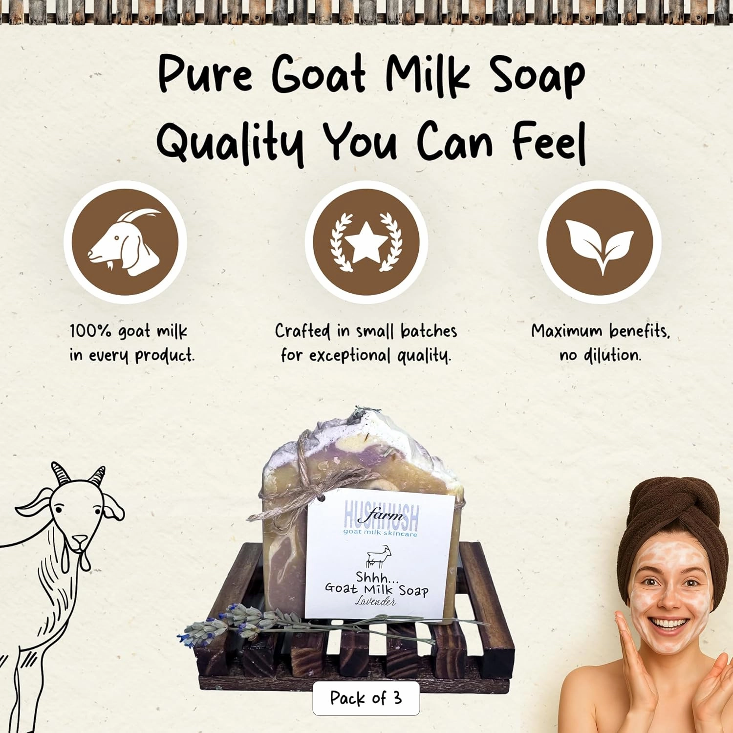 Goat Milk Soap Bar for Face & Body | Lavender Soap with Essential Oils & Fragrance Oils | Moisturizing Vitamin-Rich Skincare – Lavender 3 Pack
