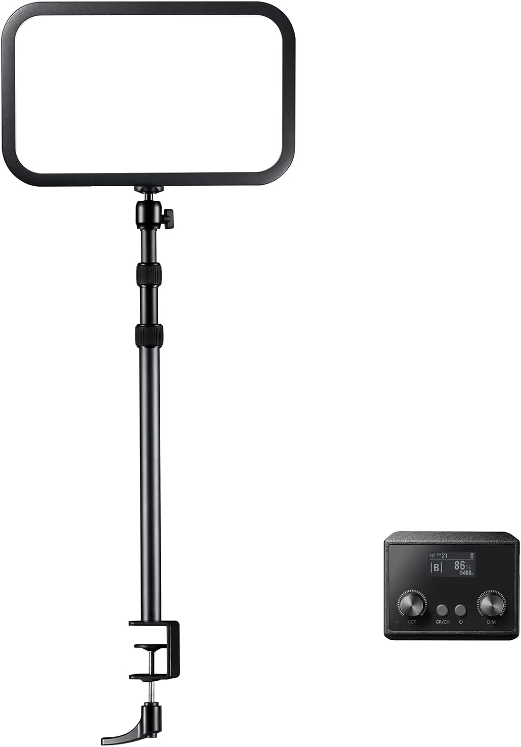 Godox ES45 Key Light, LED Video Light with Extendable Desk Stand, 0-100% Brightness & 2800-6500k Color Temperature Adjustment, APP/Remote Control, Soft Light Panel for Streaming, Zoom Calls, YouTube