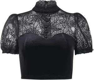 Gothic Crop Top for Women Goth Fairy Grunge Tank Tops Punk T-Shirt Streetwear Workout Tees Emo Blouse