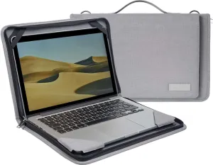 Grey Leather Laptop Messenger Case - Compatible with Acer Chromebook Spin 714 14" Touchscreen FHD  2-in-1 Laptop