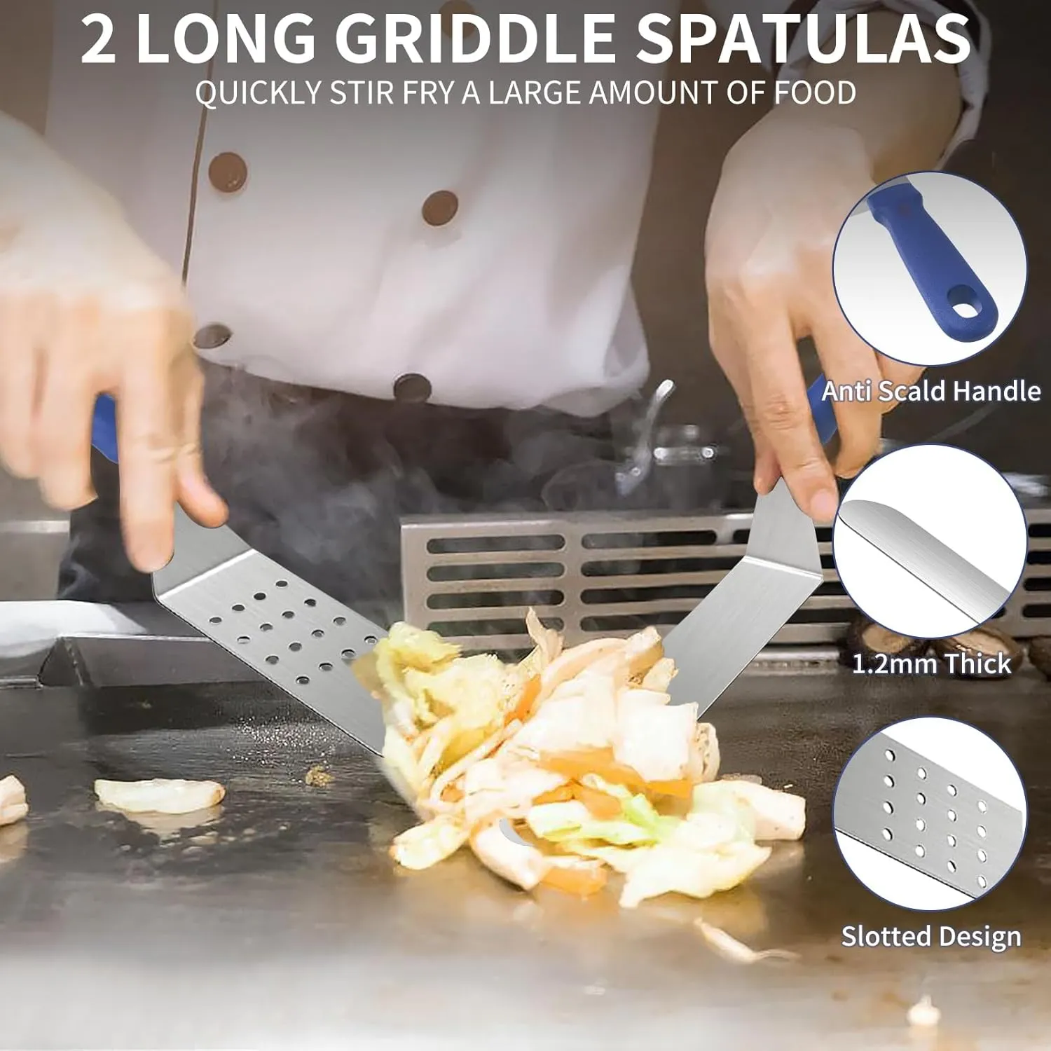 Griddle Accessories Kit, 23Pcs Grilling Accessories Set for Camp Chef, Flat Top Griddle Accessories with Scraper, Spatula, Basting Cover, Tongs, Egg Ring, Outdoor Grill Tools Blue