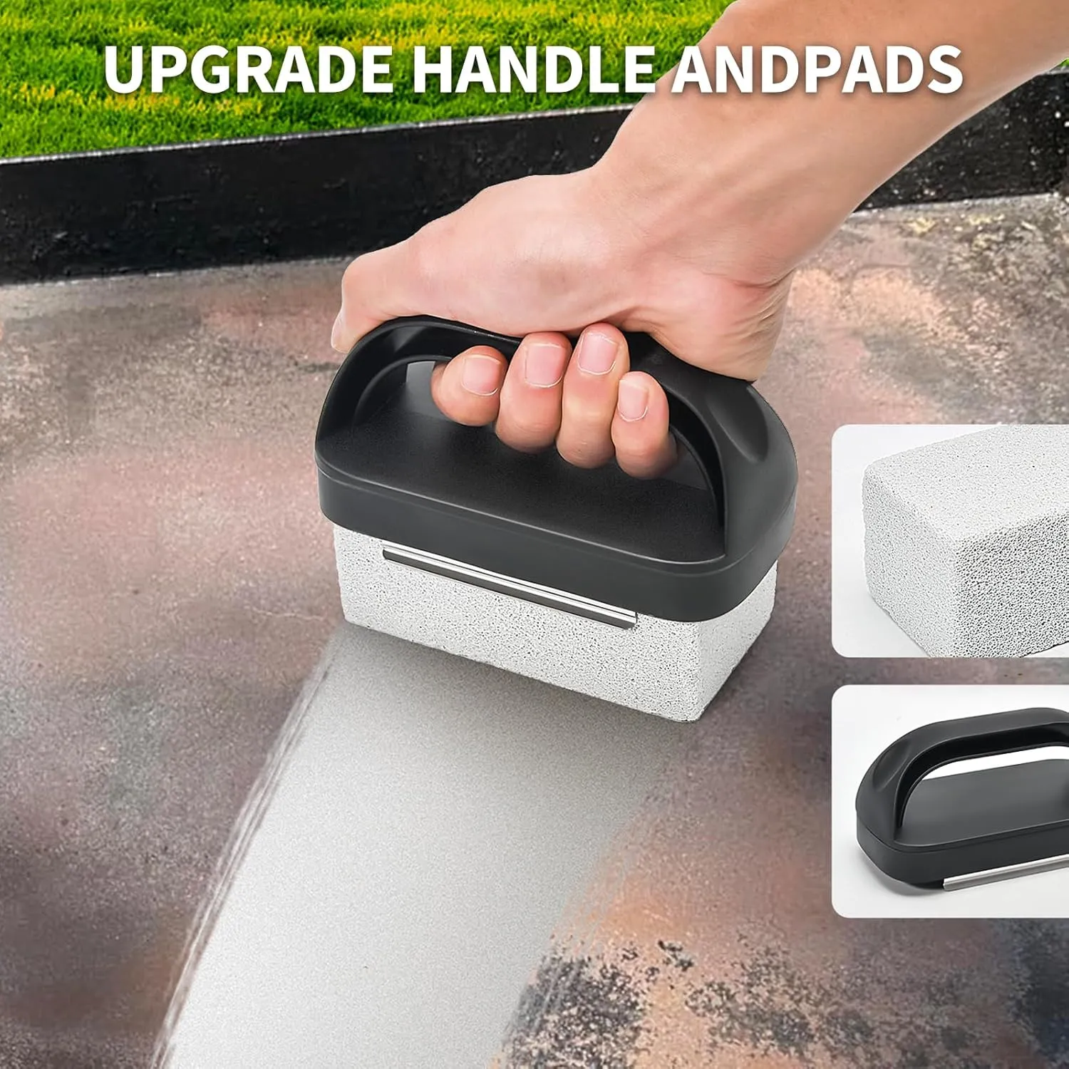 Griddle Stone Grill Brick - Cleaning Block Barbecue Cleaner Pumice Stone for Blackstone Griddle Accessories Flat Top - 3 PCS With Handle