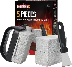 Griddle Stone Grill Brick - Cleaning Block Barbecue Cleaner Pumice Stone for Blackstone Griddle Accessories Flat Top - 3 PCS With Handle