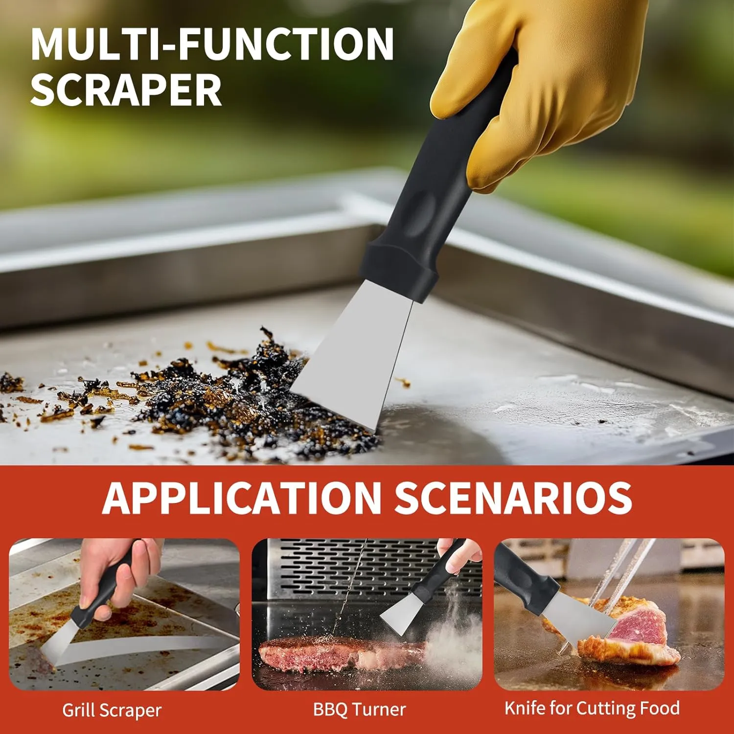 Griddle Stone Grill Brick - Cleaning Block Barbecue Cleaner Pumice Stone for Blackstone Griddle Accessories Flat Top - 3 PCS With Handle