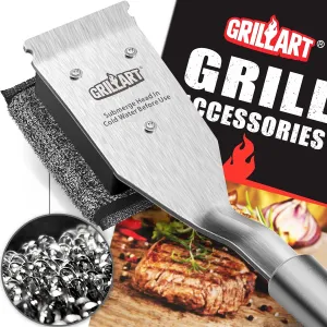 GRILLART Grill Brush Bristle Free, Safe Grill Brush for Outdoor Grill, SteamWizards BBQ Grill Cleaning Brush Kit, Replaceable Head Grill Scraper Tool, Grill Cleaner BBQ Accessories, Gifts for Men/Dad