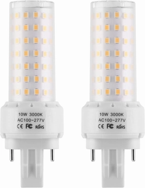 GX23-2 Base LED Light Bulb Plug and Play,3000K Warm White 2Pin LED PL Bulb, 13W 18W CFL Equivalent, Ballast Compatible (Warm White, 10W 2pcs)