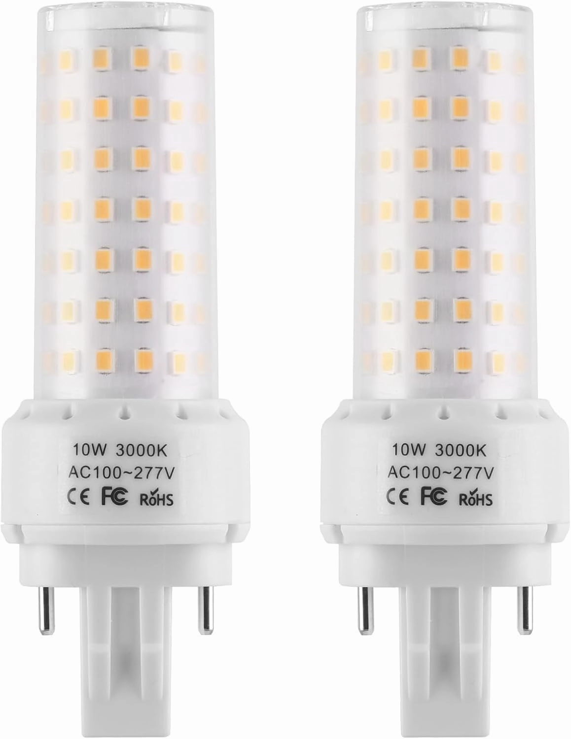 GX23-2 Base LED Light Bulb Plug and Play,3000K Warm White 2Pin LED PL Bulb, 13W 18W CFL Equivalent, Ballast Compatible (Warm White, 10W 2pcs)