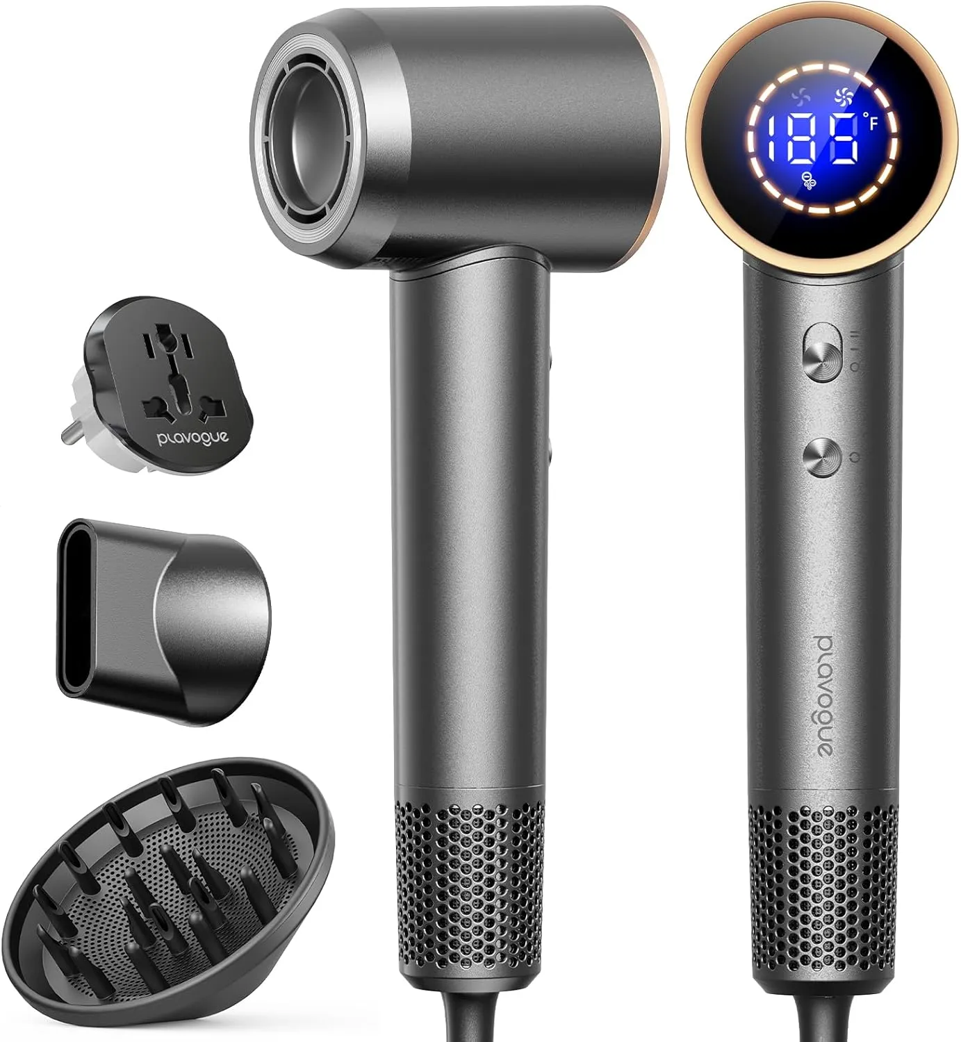 Hair Dryer,Automatic Dual Voltage Professional High-Speed Blow Dryer 160000RPM Ionic Diffuser Hair Dryer for Fast Drying, Thermo-Control Travel Hairdryer with Nozzle Diffuser Storage Bag