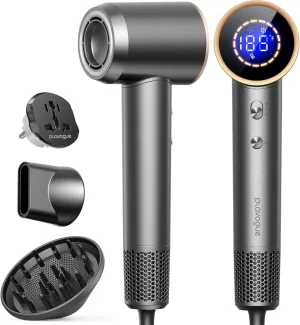 Hair Dryer,Automatic Dual Voltage Professional High-Speed Blow Dryer 160000RPM Ionic Diffuser Hair Dryer for Fast Drying, Thermo-Control Travel Hairdryer with Nozzle Diffuser Storage Bag
