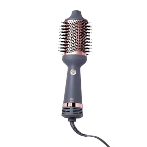 Hairitage Volumizing One Step Blow Dry Brush   Hair Dryer for Curling   Straightening - Ceramic Tourmaline Blowout Brush   Volumizer - Hair Styler for Smooth Shiny, Frizz-Free Styles - Matte Grey