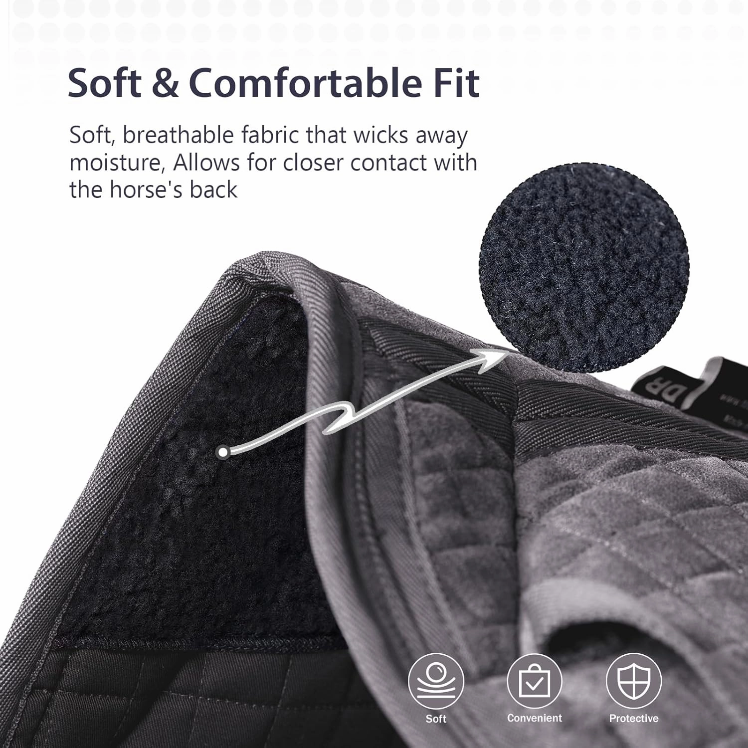 Harrison Howard Diamond Quilted Dressage Saddle Pad Adjustable with 4 Pockets and Foam Inserts with Differentiated Thickness Horse Riding Pad with Added Cushioning and Comfort