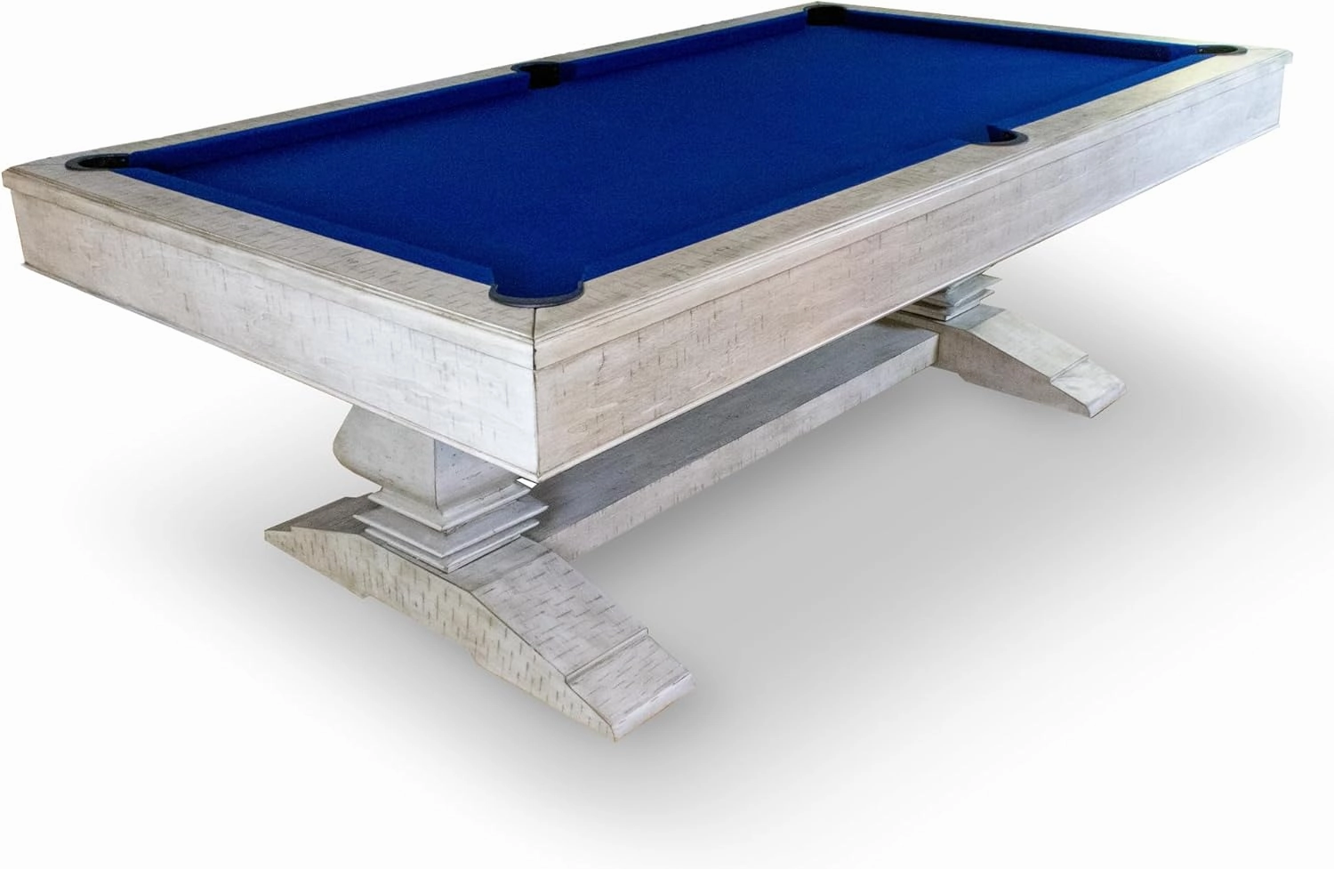 Hathaway Montecito 8 Ft Furniture Pool Table – Includes Cue Sticks, Billiard Balls – Modern Design Perfect for Family, Home, Dining, or Living Room – Blue Felt with Driftwood Finish
