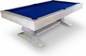 Hathaway Montecito 8 Ft Furniture Pool Table – Includes Cue Sticks, Billiard Balls – Modern Design Perfect for Family, Home, Dining, or Living Room – Blue Felt with Driftwood Finish