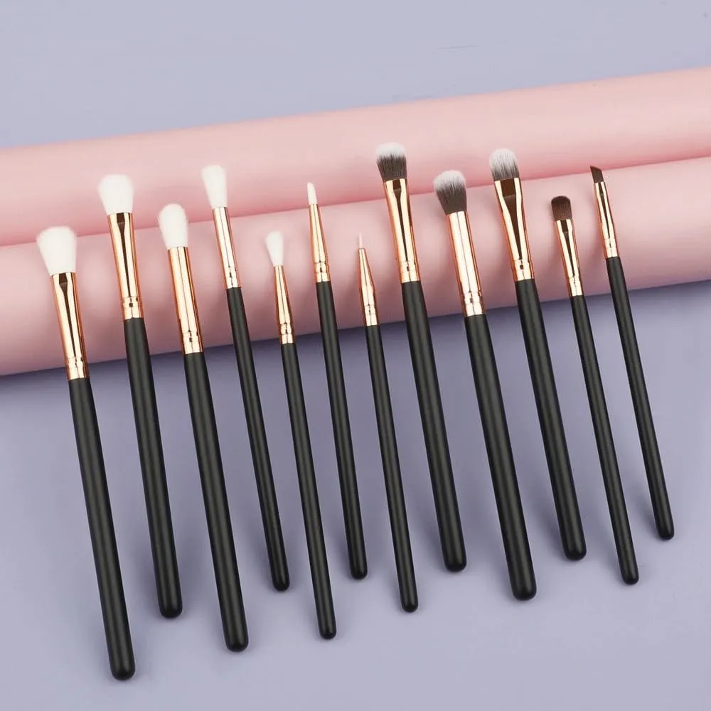 HBJWOV 12 pcs Brushes Eye, Lip, Eyebrow, Rose Gold Eye Makeup Brushes Multi Functional Full Set Makeup Brushes(D)