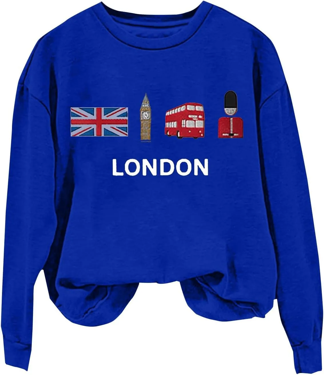 Heevina London Uk Big Ben British Flag Soldier Public Bus Sweatshirt For Women Crewneck Pullover Tops
