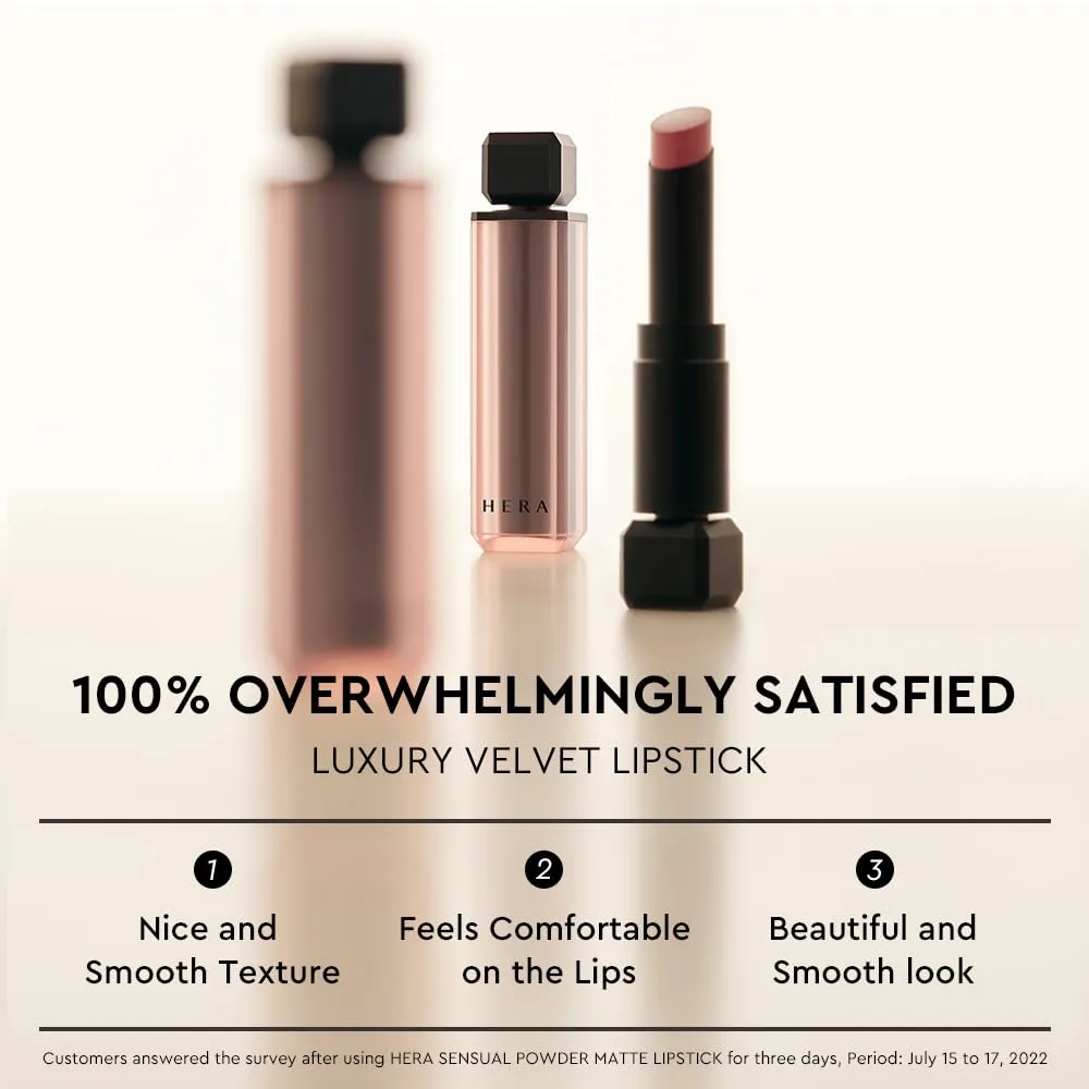 HERA Sensual Powder Matte Lipstick #115 NO PROBLEM | Comfort and Soft Velvet Finish for Daily Use, Long-lasting, Hydrating & Moisturing, Korean Makeup, 0.11 oz. (3g)