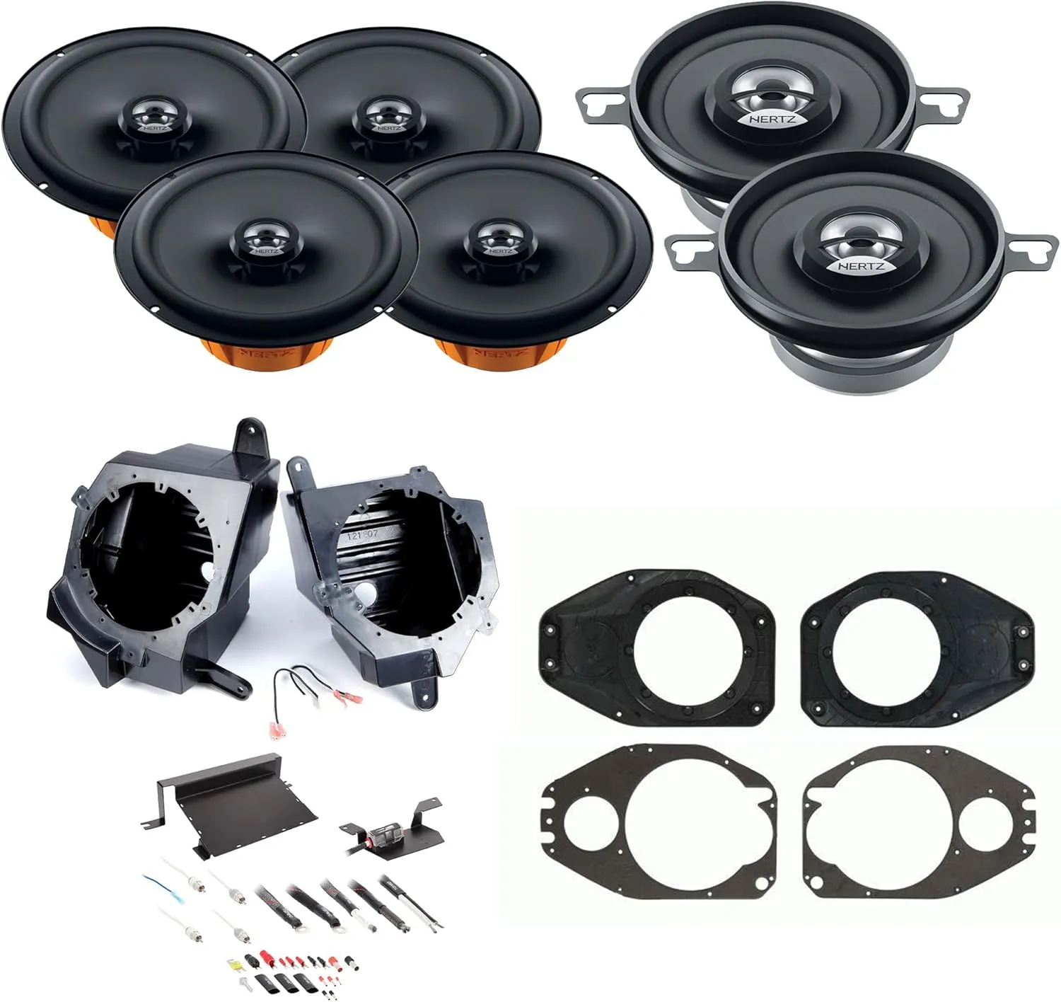 Hertz 1 Pair DCX 87.3 and 2 Pair DCX 165.3 Six Speaker Upgrade Kit Compatible with Wrangler and Gladiator 2018 