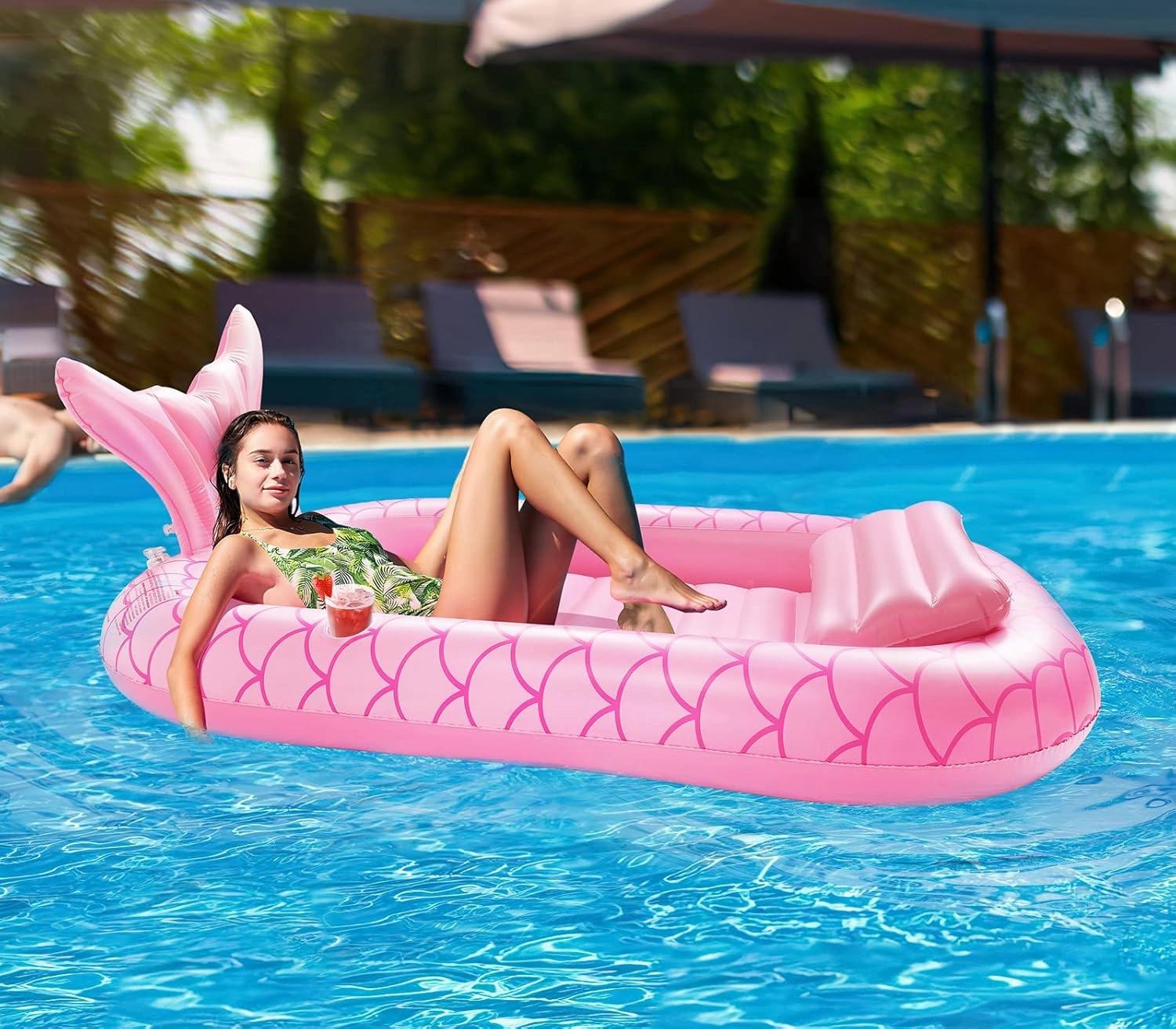 HeySplash Pool Lounger Float for Adult, Inflatable Pool Floats Bed Cooling Contour Lounger Rafts, Water Rafts for Lake, Outdoor Beach Pool Party