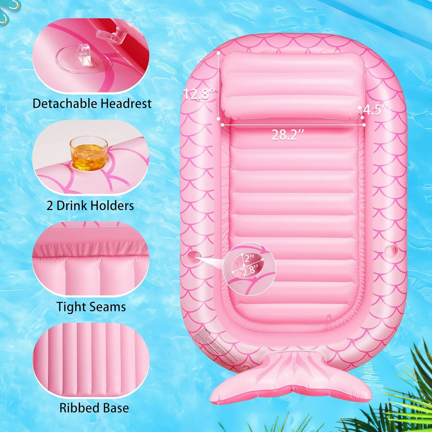 HeySplash Pool Lounger Float for Adult, Inflatable Pool Floats Bed Cooling Contour Lounger Rafts, Water Rafts for Lake, Outdoor Beach Pool Party