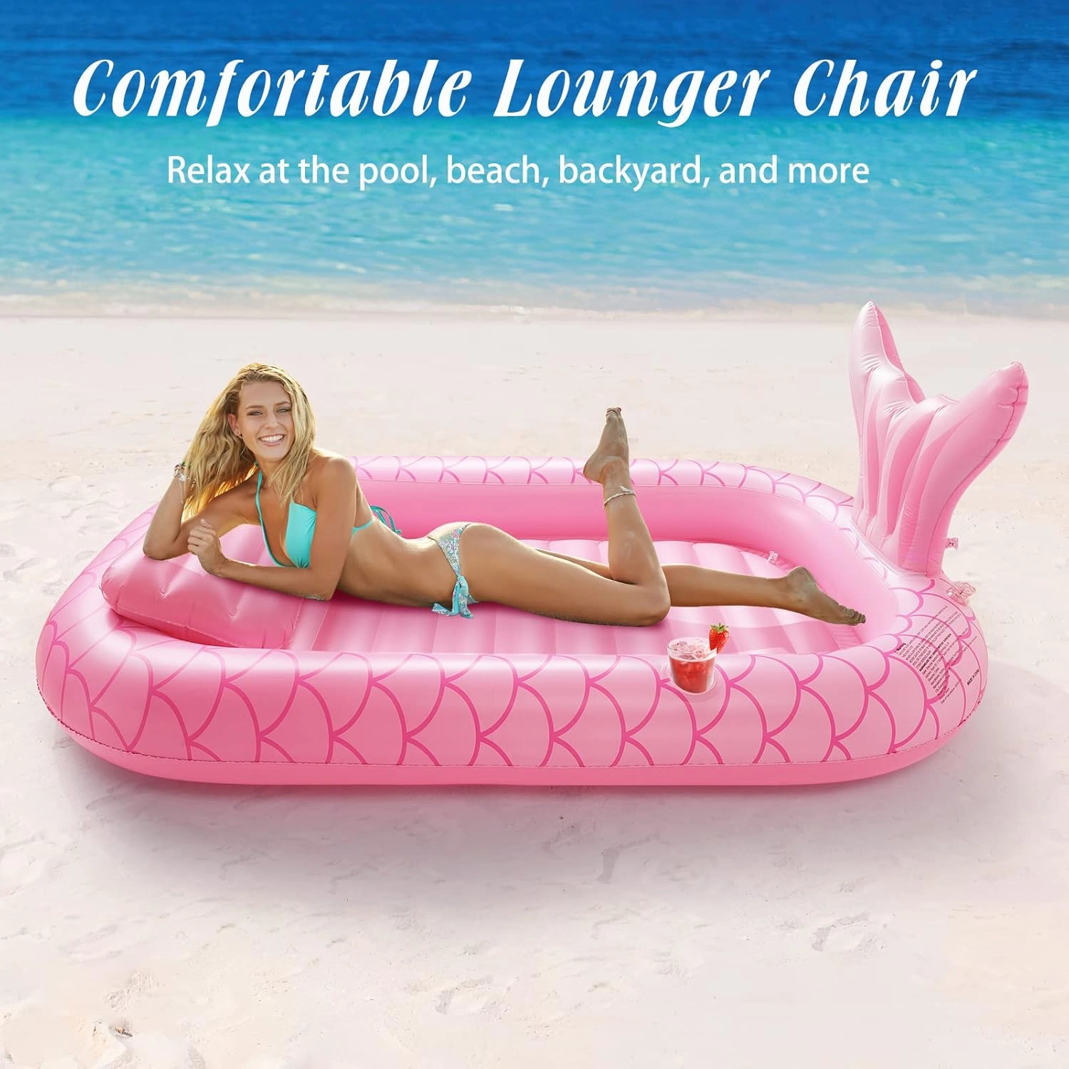 HeySplash Pool Lounger Float for Adult, Inflatable Pool Floats Bed Cooling Contour Lounger Rafts, Water Rafts for Lake, Outdoor Beach Pool Party