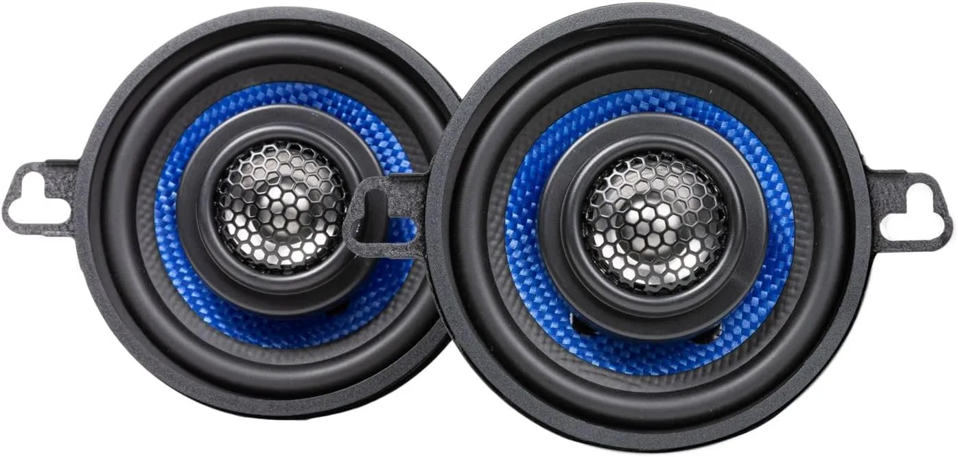 Hifonics HCC35CX Colossus Classic 3.5" Car Speakers - 2-Way Coaxial System with 50W Peak Power, Aluminum Dome Tweeters & Blue Woven Fiber Cones (Pair)