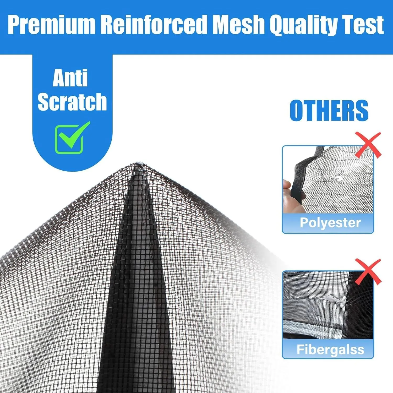 High-Density Magnetic Screen Door Mesh for Home and Patio, Tear Resistant Backdoor Screen Net with Magnetic Closure