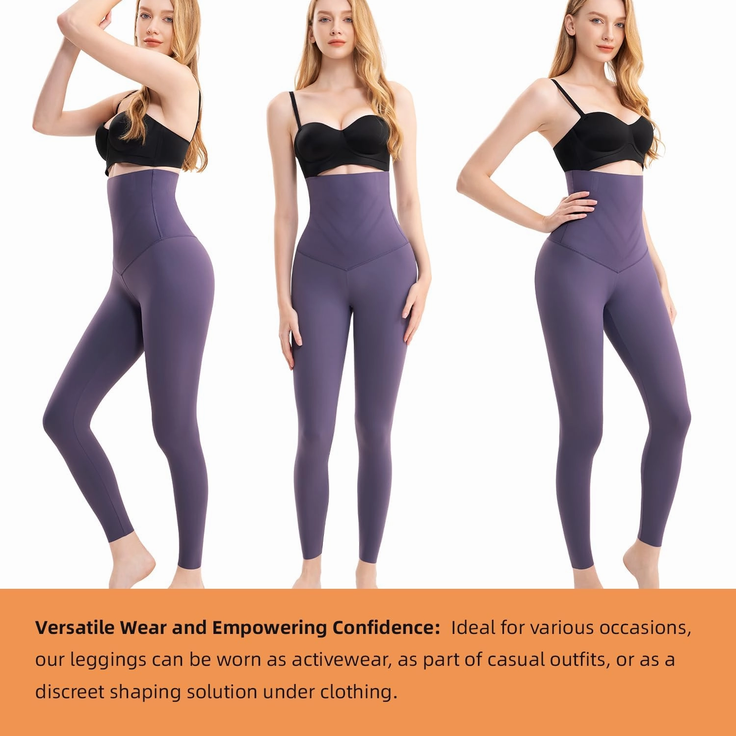 High Waisted Tummy Control Waist Compression Shapewear Yoga Leggings for Women