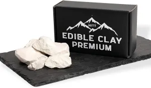 HITT Edible Clay Chunks - «White Velvet» for Eating, Zero Impurities ASMR Food for Pica Cravings, Handpicked Edible Dirt 200gr