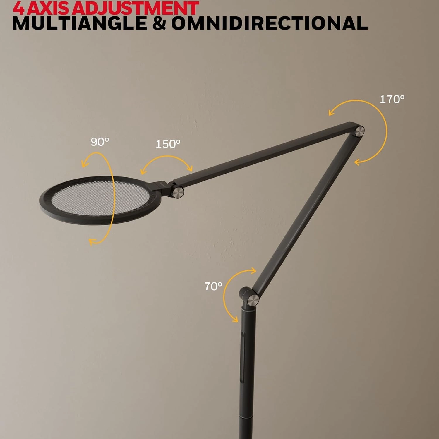 HONEYWELL LED Floor Lamp - F01BK Sunturalux™ Eye Caring Dimmable Standing Light with Remote,Bright Natural Daylight 5 Colors & 5 Brightness Adjustable Tall Lampara for Home Office Living Room Bedroom