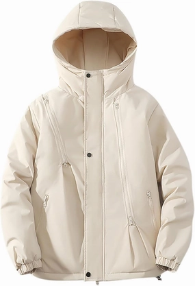Hooded Puffer Jacket for Men Winter Warm Winter Lightweight Coat Water Repellent Windproof Insulated Jacket Outwear