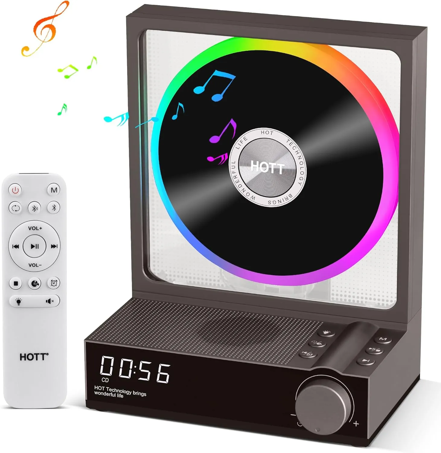 HOTT CD Player Portable,Small CD Players for Home, Bluetooth 5.3,Desktop CD Player Built-in HiFi Speakers,TF Card, Transcription Multifunctional Rechargeable