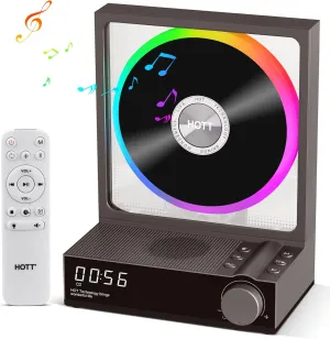 HOTT CD Player Portable,Small CD Players for Home, Bluetooth 5.3,Desktop CD Player Built-in HiFi Speakers,TF Card, Transcription Multifunctional Rechargeable
