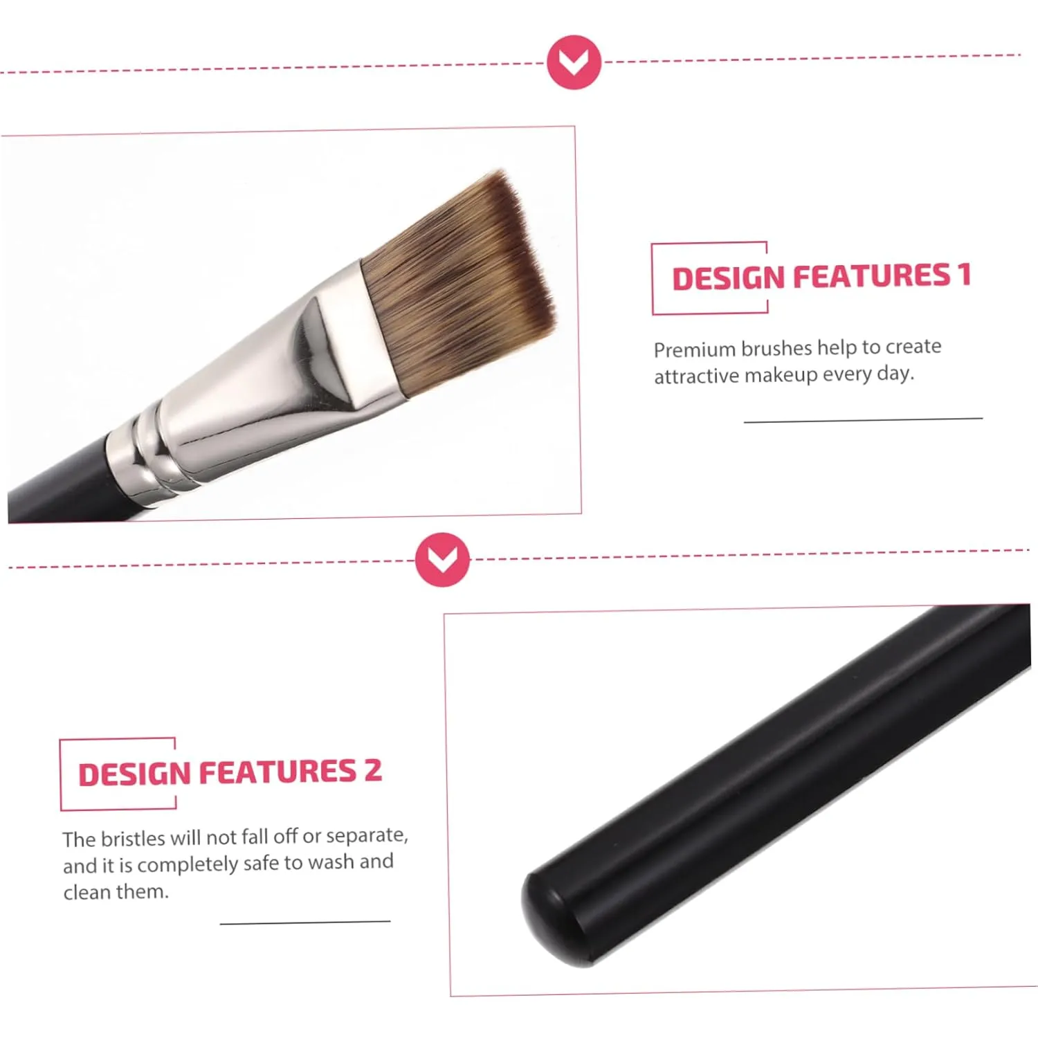 Housoutil 5pcs Flat Foundation Brush for Women Multi-use Makeup Tool Bristles for Blending Contouring and Highlighting Chic Design for Glamorous Looks