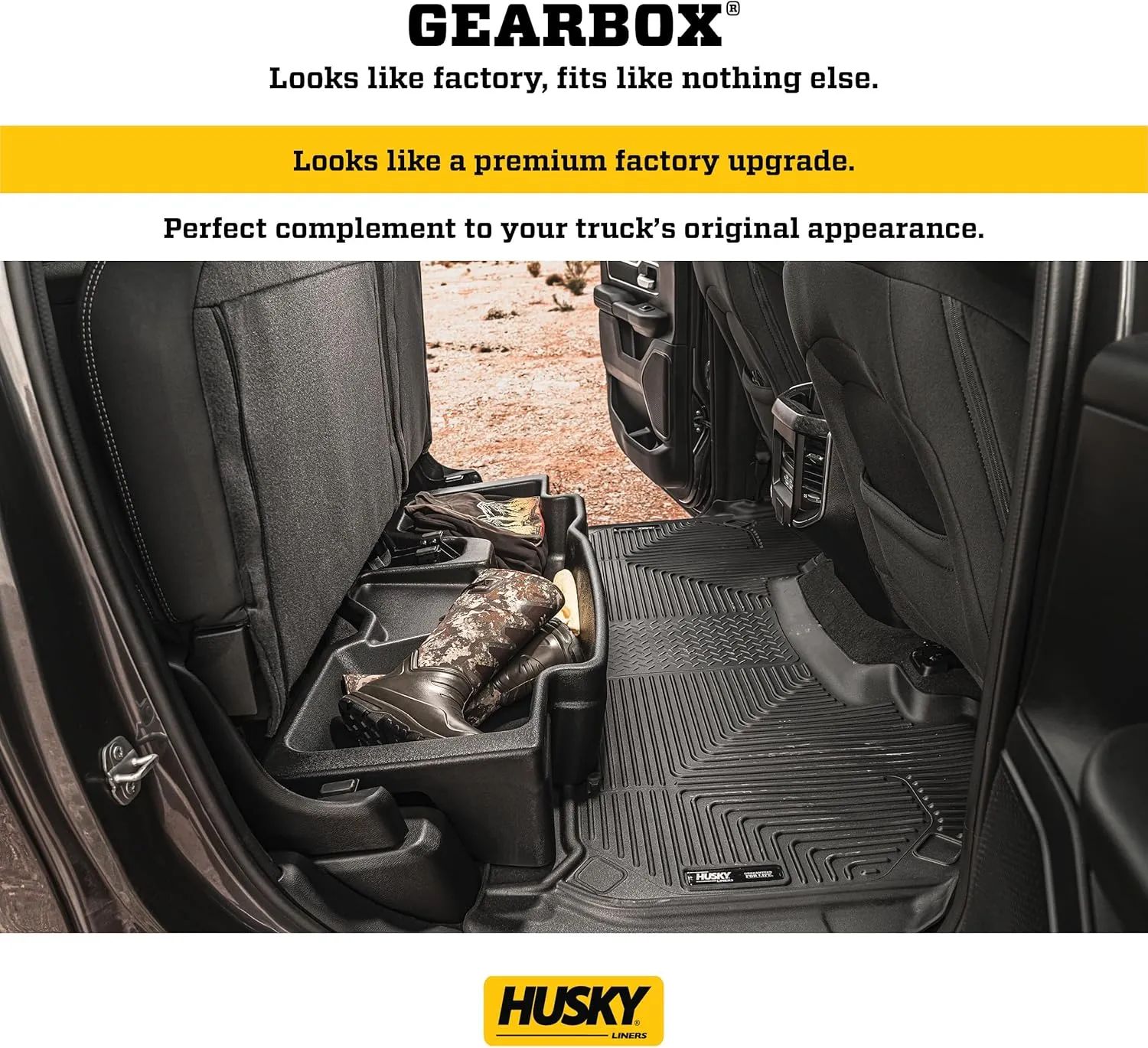 Husky Liners — Under Seat Storage Box | Fits 2014-2018 Chevrolet Silverado/GMC Sierra 1500, 2015-2019 Chevrolet Silverado/GMC Sierra 2500/3500 HD Crew Cab - Black| 09031